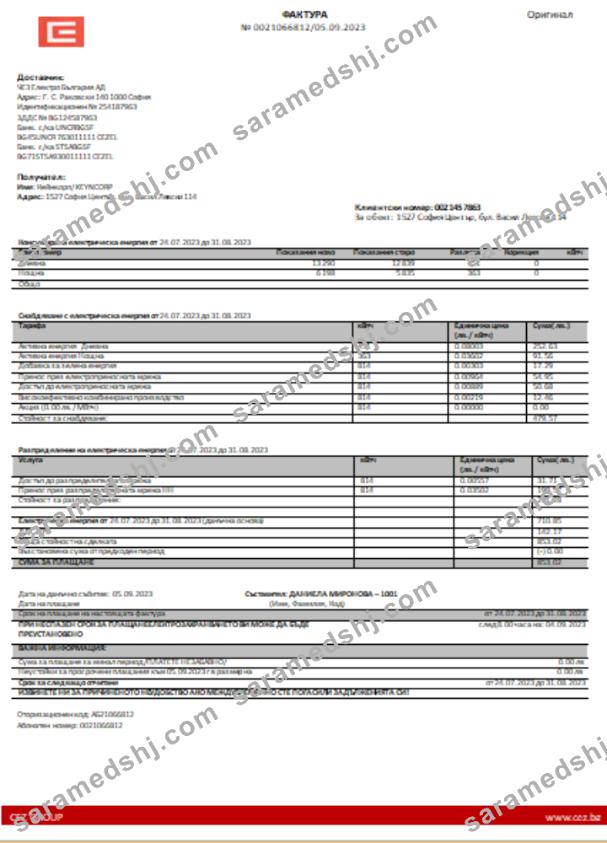 Bulgary electricity business bill,  SCR